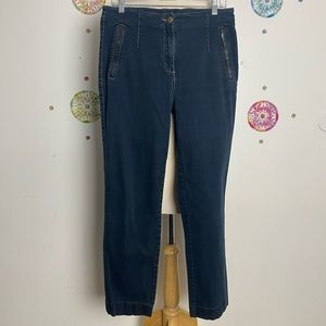 Blue Willis dark wash no waist jeans zipper pockets stretch size medium 8-10